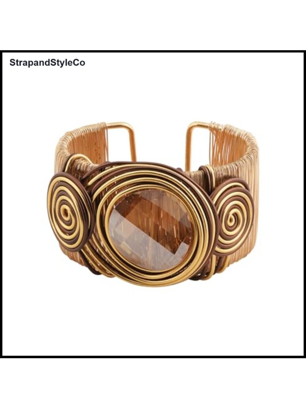 Crystal Rhinestone Wire Wrapped Statement Cuff Bangle Boho Bracelet